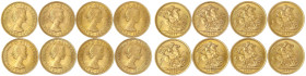 Ausländische Goldmünzen und -medaillen - Grossbritannien - Lots
8 X Sovereign: 1957, 1958 und 6 X 1967, je 7,99 g. 917/1000. alle prägefrisch Krause/...