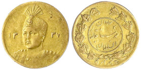 Ausländische Goldmünzen und -medaillen - Iran - Ahmad Shah, 1909-1925
1/2 Toman AH 1337 = 1919. 1,35 g. sehr schön Krause/Mishler 1071.
