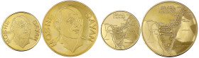 Ausländische Goldmünzen und -medaillen - Israel - 
2 Goldmedaillen 1967 auf Moshe Dayan. 34 mm und 24 mm; 31,43 und 11,82 g. 750/1000. Polierte Platt...