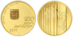 Ausländische Goldmünzen und -medaillen - Israel - 
100 Lirot 1971 Kampf für die Freiheit. 22 g. 900/1000. Auflage 10.000 Ex. In Originalmäppchen mit ...