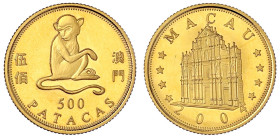 Ausländische Goldmünzen und -medaillen - Macao - 
500 Patacas 2004 Jahr des Affen. 7,99 g. 917/1000. Aufl. nur 2500 Ex. Polierte Platte Krause/Mishle...