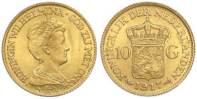 Ausländische Goldmünzen und -medaillen - Niederlande - Wilhelmina, 1890-1948
10 Gulden 1917. 6,73 g. 900/1000. fast Stempelglanz Krause/Mishler 149. ...