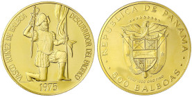 Ausländische Goldmünzen und -medaillen - Panama - Republik, seit 1903
500 Balboas 1975, Vasco Nunez de Balboa. 41,7 g. 900/1000. Polierte Platte Krau...