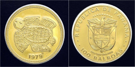 Ausländische Goldmünzen und -medaillen - Panama - Republik, seit 1903
100 Balboas 1979. Goldene Schildkröte. 8,16 g. 900/1000. Im Blistermäppchen mit...