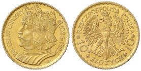 Ausländische Goldmünzen und -medaillen - Polen - Zweite Republik, 1923-1939
10 Zlotych 1925. 3,23 g. 900/1000. vorzüglich/Stempelglanz Friedberg 116....