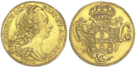 Ausländische Goldmünzen und -medaillen - Portugal - Jose (Joseph) I. 1750-1777
4 Escudos (Peca) 1771, Lissabon. 14,22 g. 917/1000. sehr schön/vorzügl...