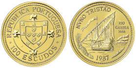 Ausländische Goldmünzen und -medaillen - Portugal - Zweite Republik, seit 1926
100 Escudos 1987, Nuno Tristao. 24,12 g. 917/1000. Auflage nur 5497 Ex...