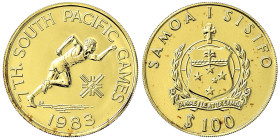 Ausländische Goldmünzen und -medaillen - Samoa (West) - Tanumafili II., 1962-2007
100 Tala 1983. 7th South Pacific Games. 7,5 g. 916/1000. Laut Zerti...