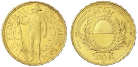 Ausländische Goldmünzen und -medaillen - Schweiz - Eidgenossenschaft, seit 1850
100 Franken Schützentaler 1934, Fribourg. 25,93 g. 900/1000. Auflage ...