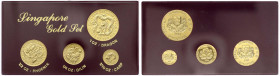 Ausländische Goldmünzen und -medaillen - Singapur - 
Singapore Gold Set. 4 Goldmünzen im Plastikholder: 1, 2, 5 und 10 Dollars 1984 (1/10 Unze Karpfe...