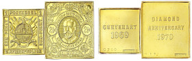 Ausländische Goldmünzen und -medaillen - Südafrika - Republik, seit 1961
2 Gold-Prägungen historischer Briefmarken: Een Penny Südafrikanische Republi...