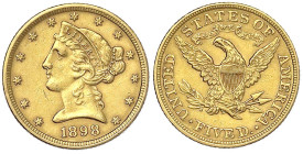 Ausländische Goldmünzen und -medaillen - Vereinigte Staaten von Amerika - Unabhängigkeit, seit 1776
5 Dollars 1898, Philadelphia. Coronet Head. 8.36 ...