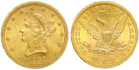Ausländische Goldmünzen und -medaillen - Vereinigte Staaten von Amerika - Unabhängigkeit, seit 1776
10 Dollars 1899, Philadelphia. Coronet Head. 16,7...