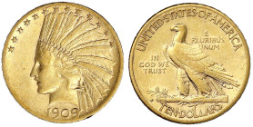 Ausländische Goldmünzen und -medaillen - Vereinigte Staaten von Amerika - Unabhängigkeit, seit 1776
10 Dollars 1909 S, San Francisco. Indianer. 16,72...