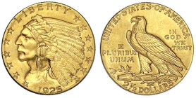 Ausländische Goldmünzen und -medaillen - Vereinigte Staaten von Amerika - Unabhängigkeit, seit 1776
2 1/2 Dollars 1925 D, Denver. Indian Head. 4,18 g...