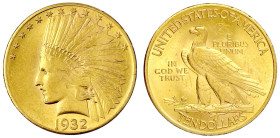 Ausländische Goldmünzen und -medaillen - Vereinigte Staaten von Amerika - Unabhängigkeit, seit 1776
10 Dollars 1932, Philadelphia. Indian Head. 16,72...