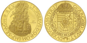 Gold der Habsburger Erblande und Österreichs - Haus Habsburg - Leopold I., 1657-1711
Nachprägung des 5 Dukaten 1701 (1964), Hall. In 13,64 g. (1000) ...