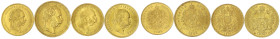 Gold der Habsburger Erblande und Österreichs - Haus Habsburg - Franz Joseph I., 1848-1916
4 offizielle Goldmünzen Neuprägungen: 4 und 8 Florin 1892, ...