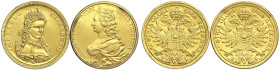 Gold der Habsburger Erblande und Österreichs - Republik Österreich - 2. Republik, seit 1945
2 österr. Goldmedaillen auf Maria Theresia und auf Sissi....