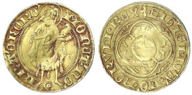 Altdeutsche Goldmünzen und -medaillen - Frankfurt, königl. Mzst - Sigismund, 1410-1437
Goldgulden o.J. (1418/1429). 3,47 g. sehr schön Joseph/Fellner...