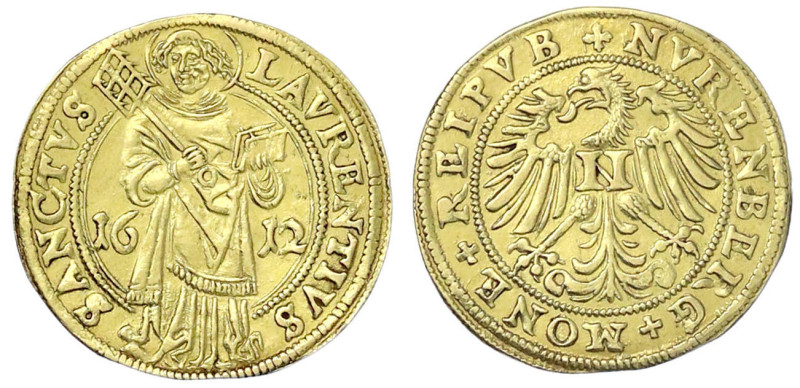 Altdeutsche Goldmünzen und -medaillen - Nürnberg - Stadt
Goldgulden 1612. St. L...