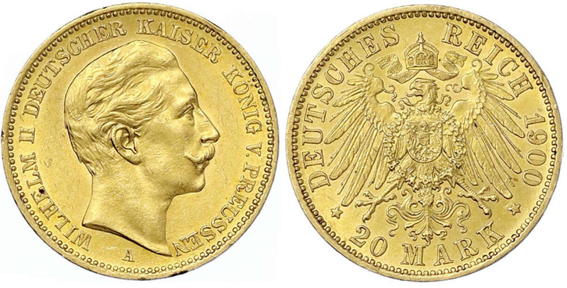 Reichsgoldmünzen - Preußen - Wilhelm II., 1888-1918
20 Mark 1900 A. vorzüglich/...