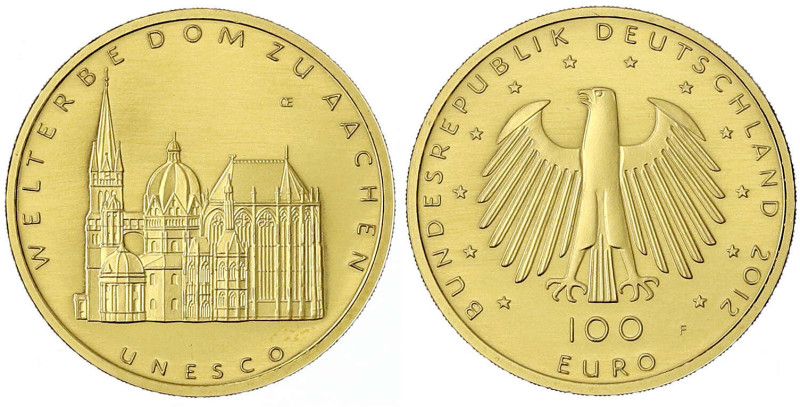 Goldmünzen der Bundesrepublik Deutschland - Euro, ab 2002 - 
100 Euro 2012 F, A...