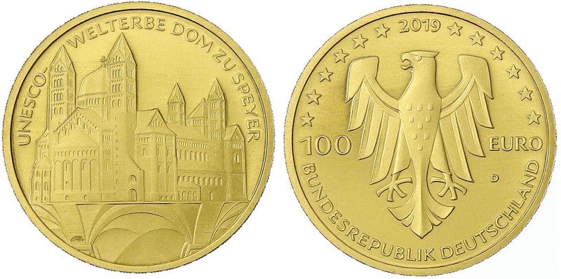 Goldmünzen der Bundesrepublik Deutschland - Euro, ab 2002 - 
100 Euro 2019 D, S...