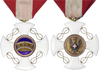 Orden und Ehrenzeichen aus Gold - Italien - 
Kronenorden, Ritterkreuz am Band, gestiftet 1868. 750/1000. 8,76 g. (gewogen mit dem Band). Im Originale...