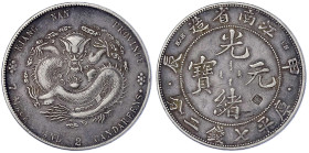 CHINA und Südostasien - China - Qing-Dynastie. De Zong, 1875-1908
Dollar (Yuan) Jahr Chia Chen = 1904, Provinz Kiang Nan, mit HAH und CH. Relief-Chop...