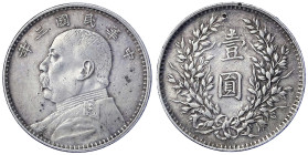 CHINA und Südostasien - China - Republik, 1912-1949
Dollar (Yuan) Jahr 3 = 1914. Präsident Yuan Shih-kai. sehr schön, zwei Nadelstiche Lin Gwo Ming 6...