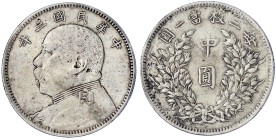 CHINA und Südostasien - China - Republik, 1912-1949
1/2 Dollar (Yuan) Jahr 3 = 1914. Präsident Yuan Shih-kai. sehr schön Lin Gwo Ming 64. Yeoman 328....