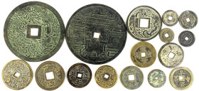 CHINA und Südostasien - China - Lots bis 1949
16 gegossene Bronzen: 3 div. 10 Cash der Qing-Dynastie (Xian Feng, Guang Xu und Pu Yi), ein 2 Cash der ...