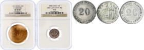 CHINA und Südostasien - China - Lots bis 1949
5 Münzen: 20 Cash Hu Poo 1903 Restrike (NGC Grading XF 40 BN), 10 Cents Kirin 1898 (NGC Grading F12), 2...