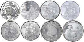 CHINA und Südostasien - China - Lots der Volksrepublik China
8 Silbermünzen: 4 X 5 Yuan 1986 Segelschiff (alle in Kapseln, einmal mit Zertifikat), 5 ...
