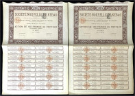 CHINA und Südostasien - Französisch Indochina - 
2 X Aktie über 100 Francs, 13. Februar 1896. Societe Nouvelle de Kebao (Tonkin). Mit 40 Coupons. Wel...