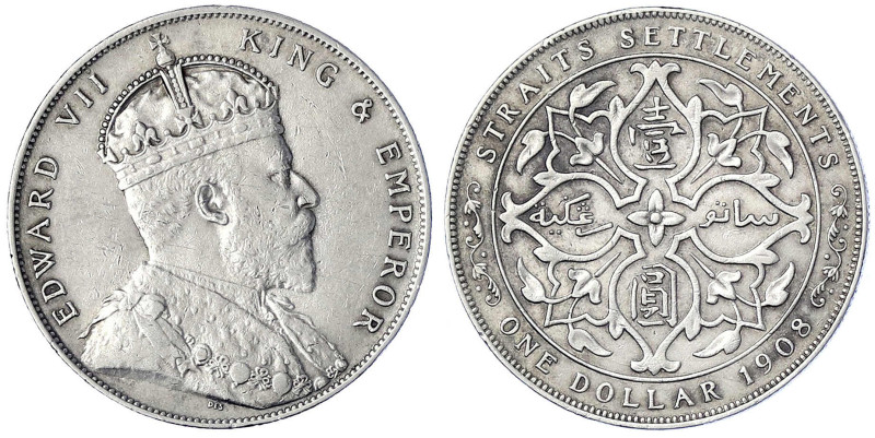 CHINA und Südostasien - Malaysia - Straits Settlements
Dollar 1908. sehr schön/...