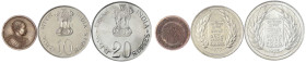 CHINA und Südostasien - Lots Asien allgemein - 
3 Stück: Indien, 10 und 20 Rupees Silber 1973. F.A.O. Inschrift auf Schild. Thailand, Bronzemed. Jahr...