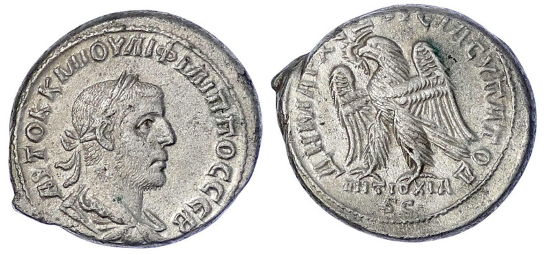 Provinzialrömische Münzen - Syrien - Antiochia
Tetradrachme 247/249. Bel., drap...