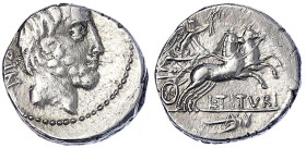 Römische Münzen - Römische Republik - L. Titurius L.f. Sabinus, 89 v. Chr
Denar 89 v. Chr. SABIN. Kopf des Titus Tatius r./L. TITVRI. Victoria in Big...