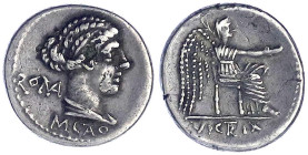 Römische Münzen - Römische Republik - M. Porcius Cato, 89 v.Chr
Denar 89 v. Chr. ROMA M CATO. Weibl. Kopf r./VICTRIX. Victoria thront r. 3,01 g. sehr...