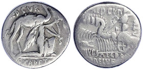 Römische Münzen - Römische Republik - M.A. Scaurus + P.P.Hypsaeus, 58 v. Chr
Denar 58 v.Chr. SCAVR AED CVR SC. König Aretas kniet vor Kamel r./HVPSAE...