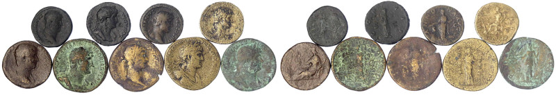 Römische Münzen - Kaiserzeit - Hadrian, 117-138
9 Bronzemünzen: 5 Sesterzen, 4 ...