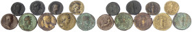 Römische Münzen - Kaiserzeit - Hadrian, 117-138
9 Bronzemünzen: 5 Sesterzen, 4 Asses. Annona, Fortuna Redux, Felicitas, usw. gering erhalten bis schö...
