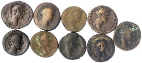Römische Münzen - Kaiserzeit - Marcus Aurelius, 161-180
9 Bronzemünzen: 6 Asses, 3 Dupondii. Concordia, Victoria, Primi Decennales, etc. gering erhal...