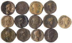 Römische Münzen - Kaiserzeit - Marcus Aurelius, 161-180
13 Sesterzen: Liberalitas, Victoria, Mars, Tempel, etc. gering erhalten bis schön/sehr schön...