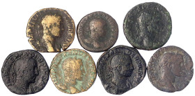 Römische Münzen - Kaiserzeit - Severus Alexander, 222-235
7 Bronzemünzen: 6 Sesterzen und 1 As. Mars, Sol, Providentia, Spes, etc. schön bis schön/se...