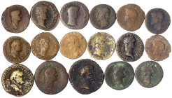 Lots antiker Münzen - Römer - Kaiserzeit
17 Bronzemünzen des 1. Jh. n. Chr. Augustus, Germanicus, Claudius, Galba Sesterz, Vespasian Sesterz (Iudaea ...