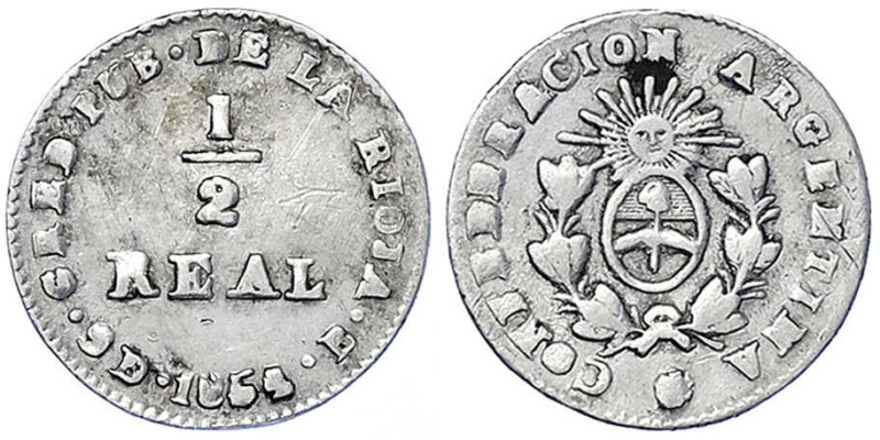 Ausländische Münzen und Medaillen - Argentinien-La Rioja - 
1/2 Real 1854 B. se...