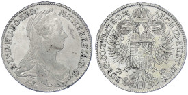 Römisch Deutsches Reich - Haus Habsburg - Maria Theresia, 1740-1780
Konventionstaler 1780 SF, Günzburg. Posthume Prägung 1781-1788. 27,86 g. sehr sch...